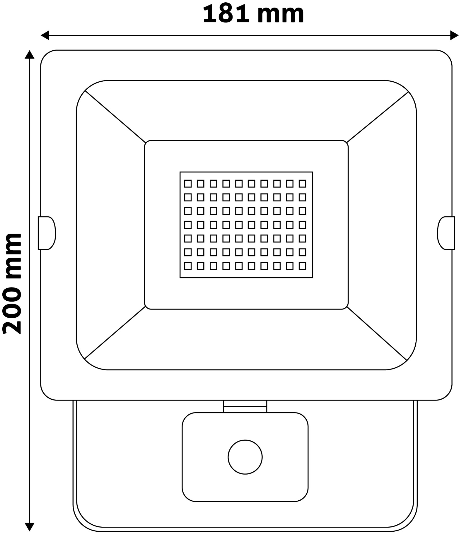 Led reflektor super SLIM 30W PIR 4000K černý